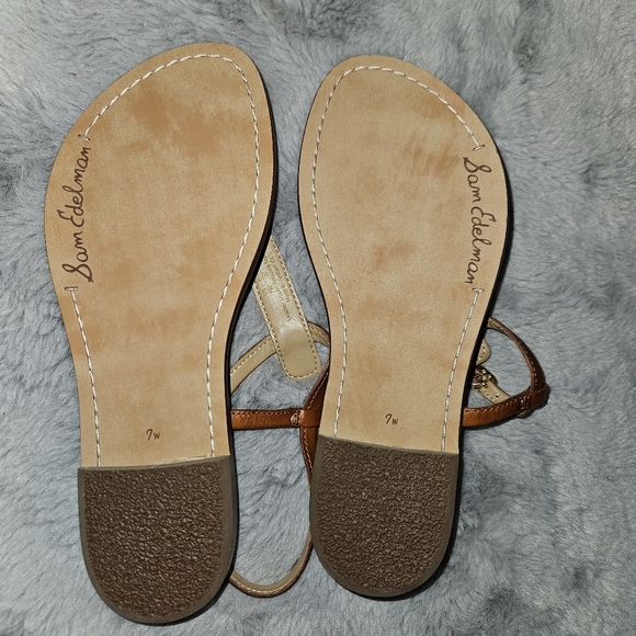 NEW! Sam Edelman Sandals Women's Size 7 Brown Leather Gigi Flats Boho NIB - Picture 9 of 13